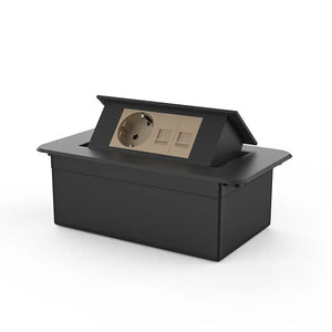 Livolo | Zwart | 2 | Pop-Up Stekkerdoos | Push | Inbouw | Wandcontactdoos + Netwerk cat.6 met Netwerk cat.6 - Goud Livolo Nederland B.V.