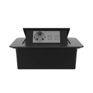 Livolo | Zwart | 2 | Pop-Up Stekkerdoos | Push | Inbouw | Wandcontactdoos + Netwerk cat.6 met Netwerk cat.6 - Grijs Livolo Nederland B.V.