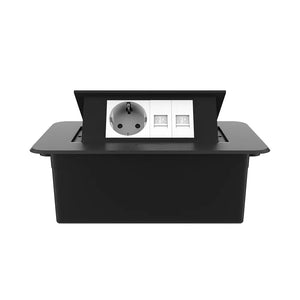 Livolo | Zwart | 2 | Pop-Up Stekkerdoos | Push | Inbouw | Wandcontactdoos + Netwerk cat.6 met Netwerk cat.6 - Wit Livolo Nederland B.V.