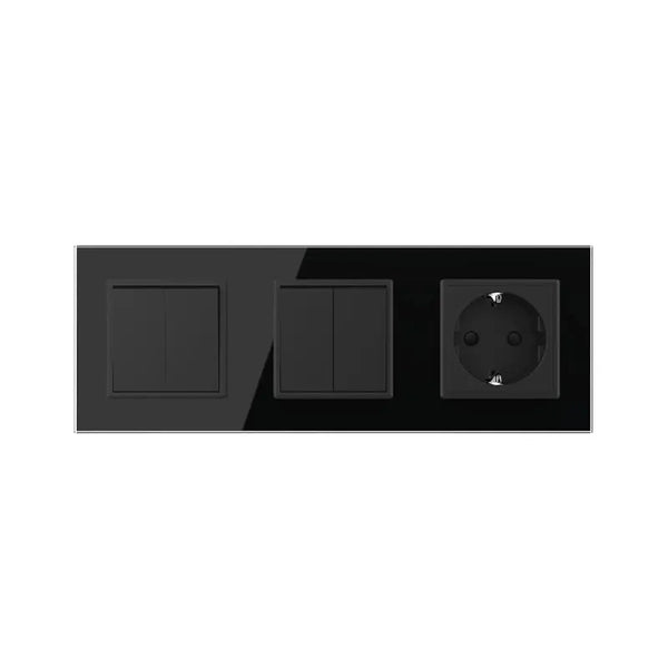 Livolo | Zwart | 2+2+SR | Puls | Wipschakelaar met wandcontactdoos Livolo Nederland B.V.