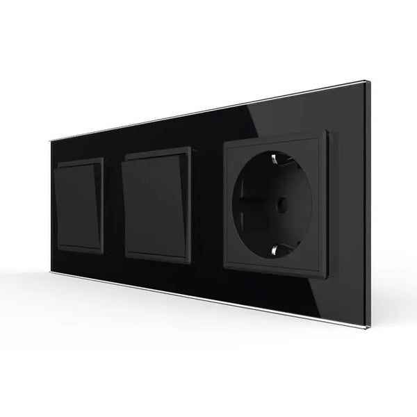 Livolo | Zwart | 2+2+SR | Puls | Wipschakelaar met wandcontactdoos Livolo Nederland B.V.