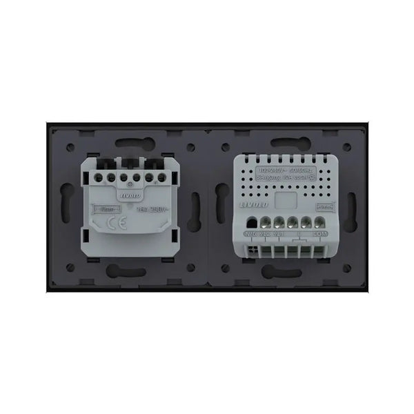 Livolo | Zwart | 2+SR | Aan/Uit | Wisselschakelaar tweevoudig met wandcontactdoos Livolo Nederland B.V.