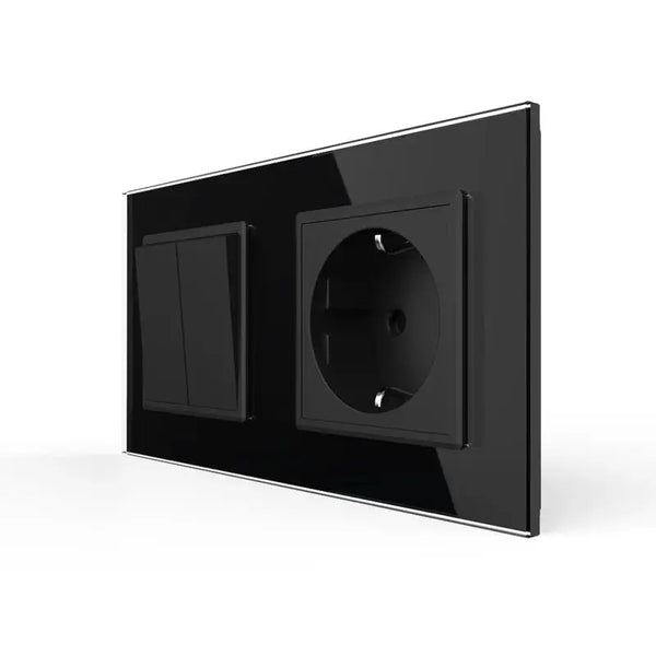 Livolo | Zwart | 2+SR | Puls | Wipschakelaar met wandcontactdoos Livolo Nederland B.V.
