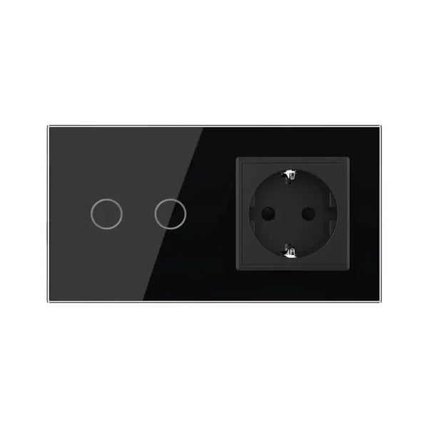 Livolo | Zwart | 2+SR | Rolluik schakelaar met wandcontactdoos Livolo Nederland B.V.