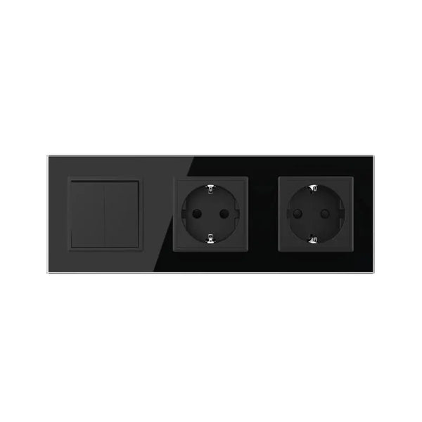 Livolo | Zwart | 2+SR+SR | Puls | Wipschakelaar met dubbele wandcontactdoos Livolo Nederland B.V.