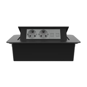 Livolo | Zwart | 3 | Pop-Up Stekkerdoos | Push | Inbouw | Dubbel Stopcontact + Dubbel Netwerk cat.6 - Grijs Livolo Nederland B.V.