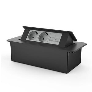 Livolo | Zwart | 3 | Pop-Up Stekkerdoos | Push | Inbouw | Dubbel Stopcontact + Dubbel Netwerk cat.6 - Grijs Livolo Nederland B.V.