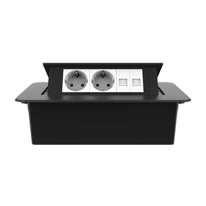 Livolo | Zwart | 3 | Pop-Up Stekkerdoos | Push | Inbouw | Dubbel Stopcontact + Dubbel Netwerk cat.6 - Wit Livolo Nederland B.V.