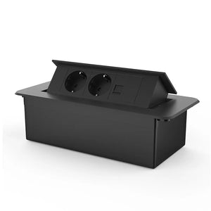 Livolo | Zwart | 3 | Pop-Up Stekkerdoos | Push | Inbouw | Dubbel Stopcontact + Netwerk cat.6 met Blindplaat - Zwart Livolo Nederland B.V.