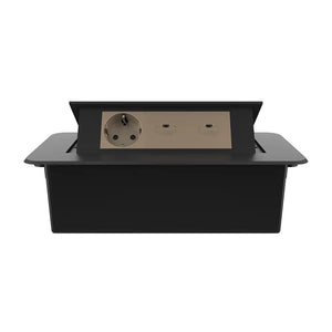 Livolo | Zwart | 3 | Pop-Up Stekkerdoos | Push | Inbouw | Stopcontacten + Dubbele USB-C Oplader - Goud Livolo Nederland