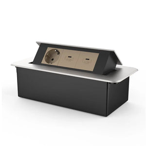 Livolo | Zwart | 3 | Pop-Up Stekkerdoos | Push | Inbouw | Stopcontacten + Dubbele USB-C Oplader - Goud Livolo Nederland B.V.