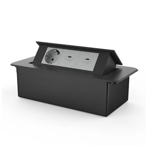 Livolo | Zwart | 3 | Pop-Up Stekkerdoos | Push | Inbouw | Stopcontacten + Dubbele USB-C Oplader - Grijs Livolo Nederland B.V.