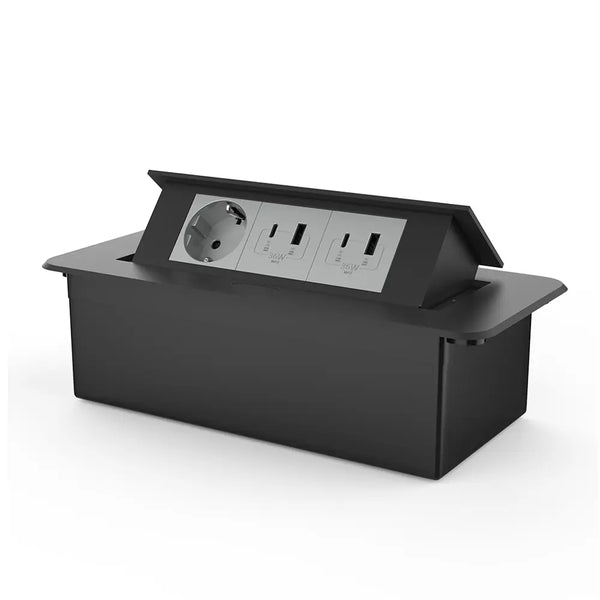 Livolo | Zwart | 3 | Pop-Up stekkerdoos | Push | Inbouw | Dubbele USB & USB-C + Stopcontact - Grijs Livolo Nederland