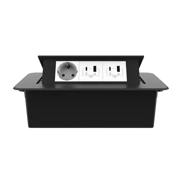 Livolo | Zwart | 3 | Pop-Up stekkerdoos | Push | Inbouw | Dubbele USB & USB-C + Stopcontact - Wit Livolo Nederland B.V.