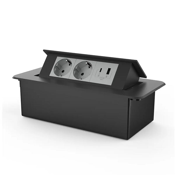 Livolo | Zwart | 3 | Pop-Up stekkerdoos | Push | Inbouw | USB & USB-C + Stopcontacten - Grijs Livolo Nederland B.V.