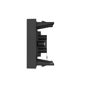 Zwarte RCA audio wandmodule met blindplaat voor versterker, TV of andere audioapparatuur