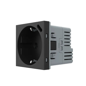 Zwarte wandcontactdoos met geïntegreerde USB-C aansluiting zonder losse adapter