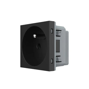 Zwarte Franse wandcontactdoos met aardpen voor woning kantoor of project