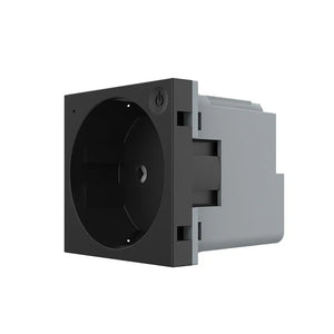Zwarte smart wandcontactdoos voor timers en bediening via de Livolo Home App