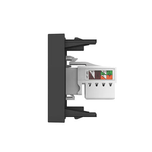 Zwarte netwerk wandmodule RJ45 Cat6 met blindplaat voor thuisnetwerk of werkplek