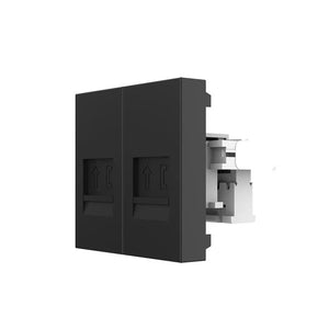 Zwarte telefoon wandmodule met twee RJ11 poorten voor woning, kantoor of werkplek