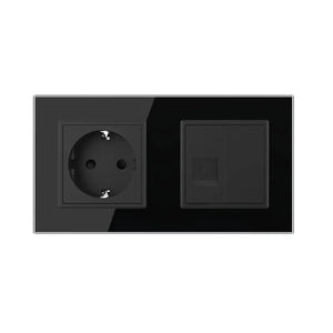 Livolo | Zwart | SR+SR | Wandcontactdoos | Netwerk | Blindplaat Livolo Nederland B.V.