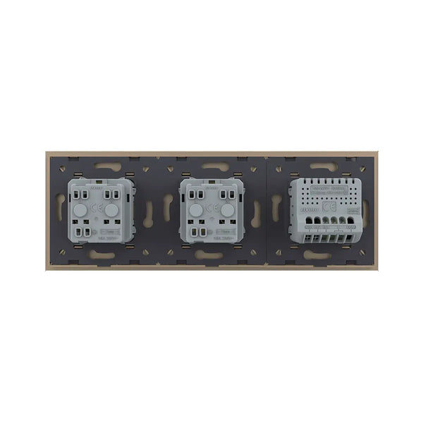 Livolo | Goud | 1+SR+SR | Aan/Uit | Schakelaar met dubbele wandcontactdoos | France Livolo Nederland