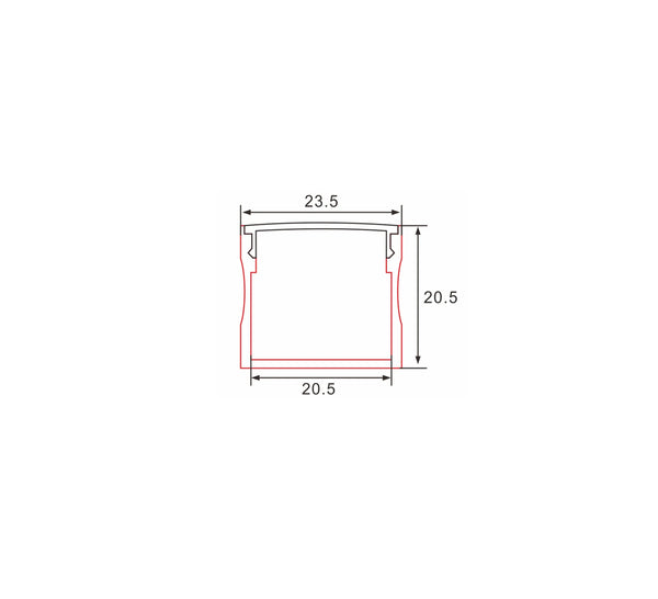 Profiel | Opbouw | 1 Meter | Recht | Aluminium | 20.5 x 20.5 | COB ledstrip