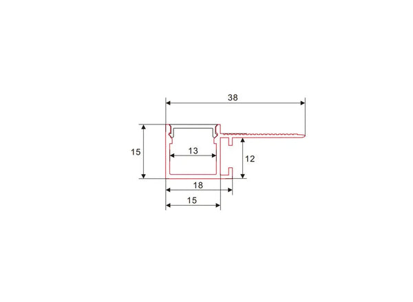 Stucprofiel | Inbouw | 1 Meter | Zijkant | Aluminium | 38 x 15 | COB ledstrip