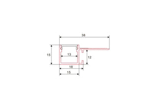 Stucprofiel | Inbouw | 1 Meter | Zijkant | Aluminium | 38 x 15 | COB ledstrip Livolo Nederland B.V.