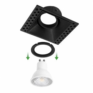 Trimless inbouwspot | Zwart | Verdiept | Kantelbaar | GU10 fitting | Vierkant | ▢ 83mm Livolo Nederland B.V.