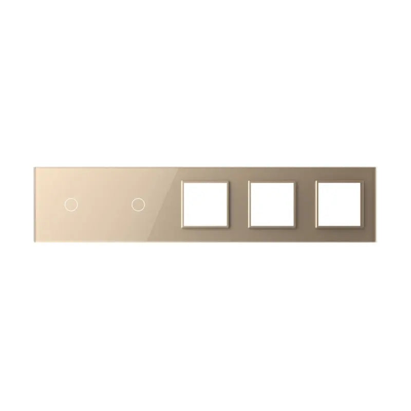 Livolo glazen afdekraam in goud 1+1+SR+SR+SR voor twee touch schakelaars en drie SR modules