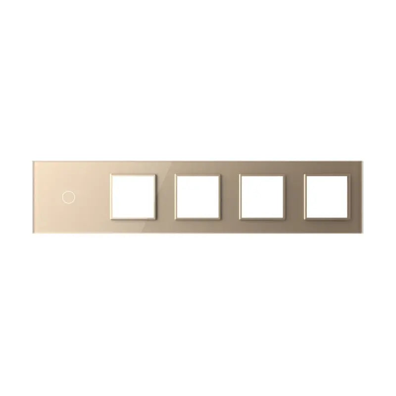 Livolo glazen afdekraam in goud 1+SR+SR+SR+SR voor touch schakelaar en vier SR modules