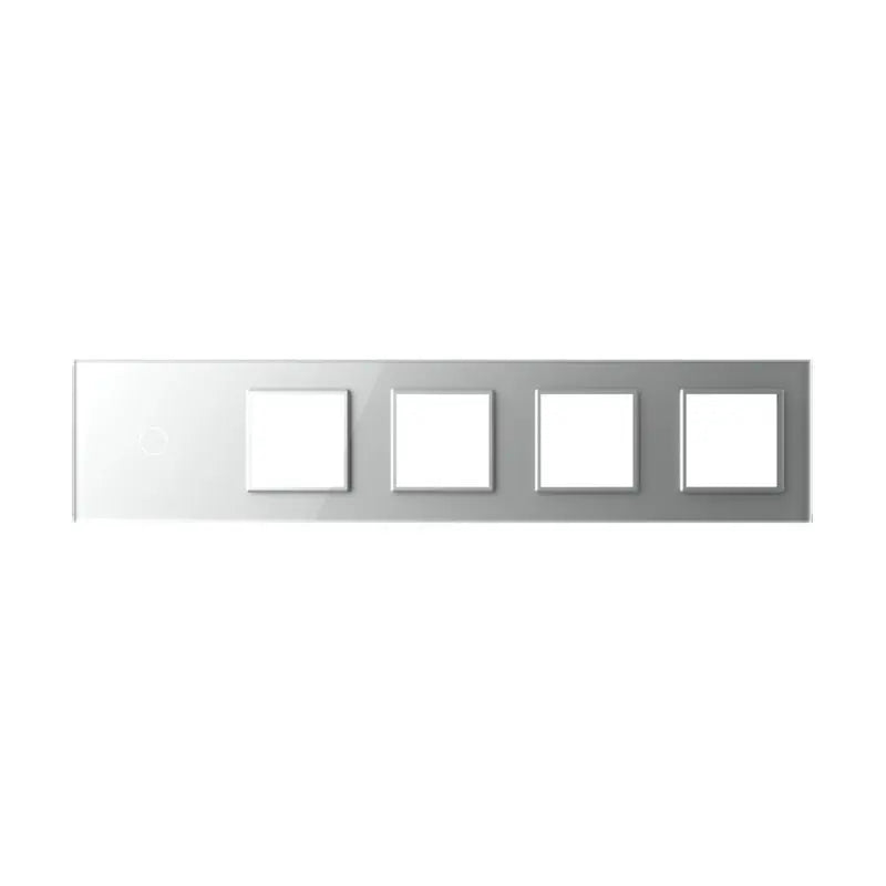 Livolo glazen afdekraam in grijs 1+SR+SR+SR+SR voor touch schakelaar en vier SR modules