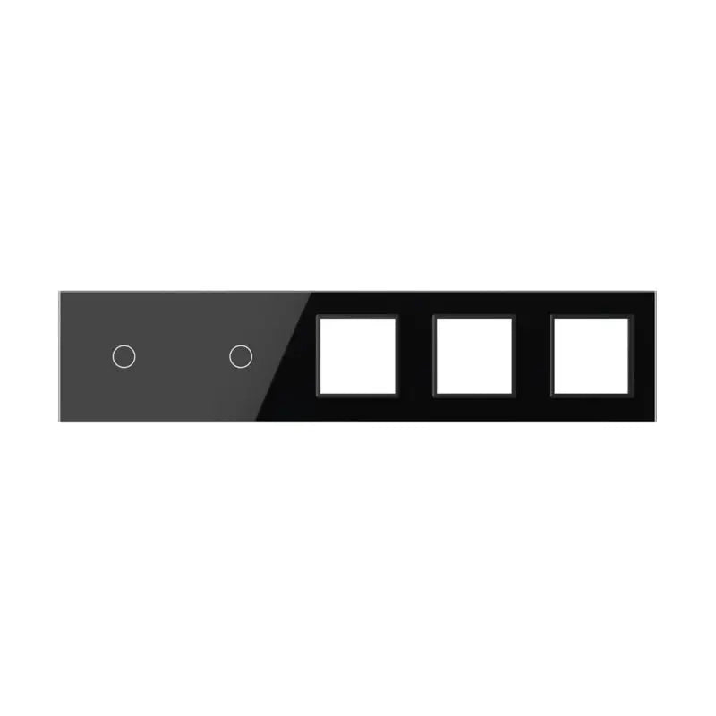 Livolo glazen afdekraam in zwart 1+1+SR+SR+SR voor twee touch schakelaars en drie SR modules