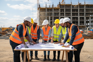 Aannemers metproject bespreking op bouw