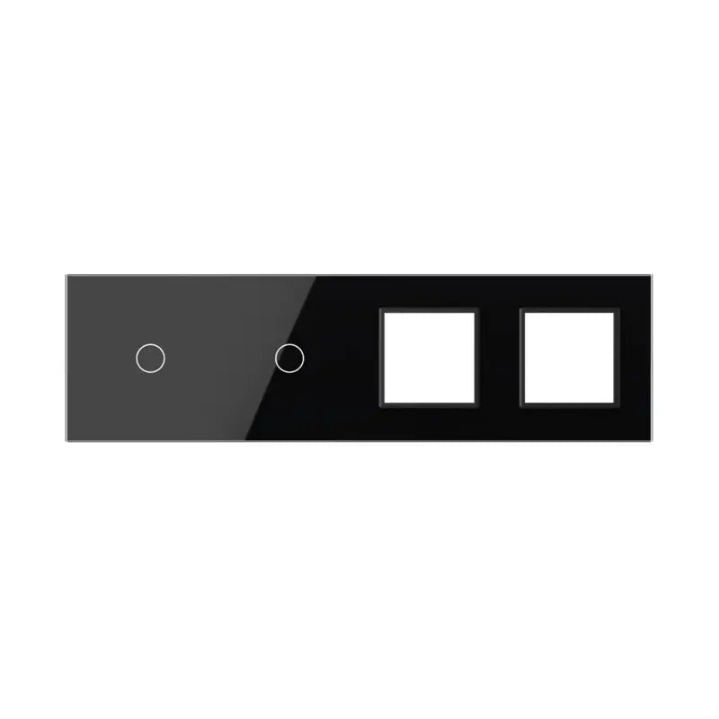 Livolo glazen afdekraam in zwart 1+1+SR+SR voor twee touch schakelaars en twee SR modules
