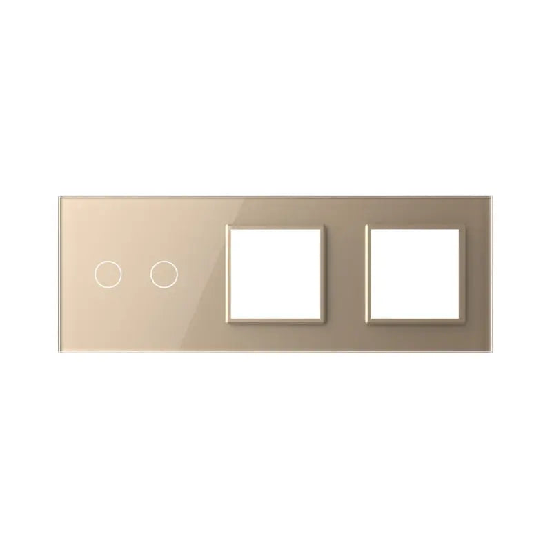 Livolo glazen afdekraam in goud 2+SR+SR voor dubbele touch schakelaar en twee SR modules