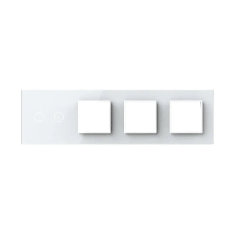 Livolo glazen afdekraam in wit 2+SR+SR+SR voor dubbele touch schakelaar en drie SR modules