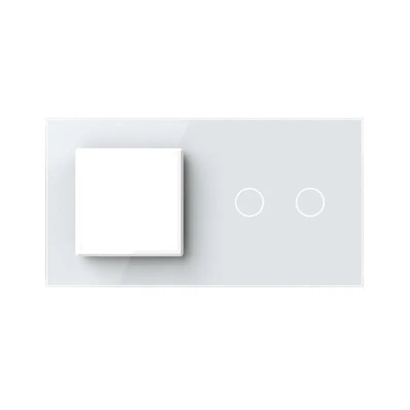 Livolo glazen afdekraam in wit SR+2 voor SR module en dubbele touch schakelaar