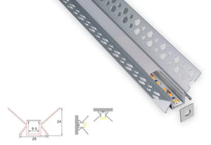 Stucprofiel | Inbouw | 1 Meter | Buitenhoek | Aluminium | 26 x 24 | COB ledstrip Livolo Nederland