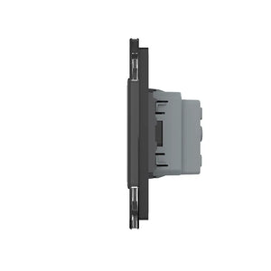 Zwarte Franse Livolo SR wandcontactdoos met drie stopcontactmodules