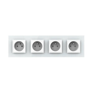 Livolo vierdubbel stopcontact Frankrijk in wit met penaarde en modulaire SR aansluitingen