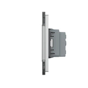 Vijf grijze Livolo stopcontactmodules met Franse aardingspen