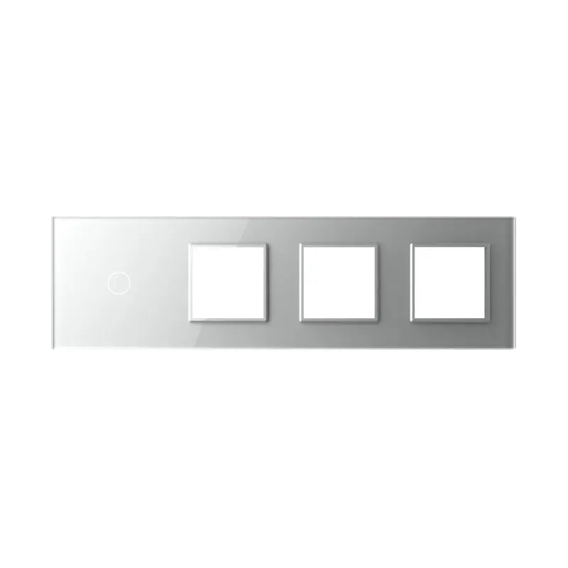 Livolo glazen afdekraam in grijs 1+SR+SR+SR voor touch schakelaar en drie SR modules
