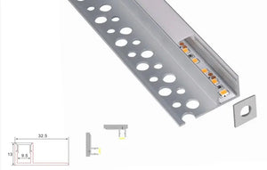 Stucprofiel | Inbouw | 1 Meter | Zijkant | Aluminium | 32.5 x 13 | COB ledstrip Livolo Nederland