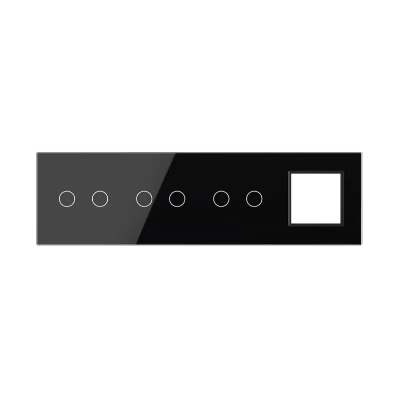Livolo glazen afdekraam in zwart 2+2+2+SR voor drie dubbele touch schakelaars en SR module