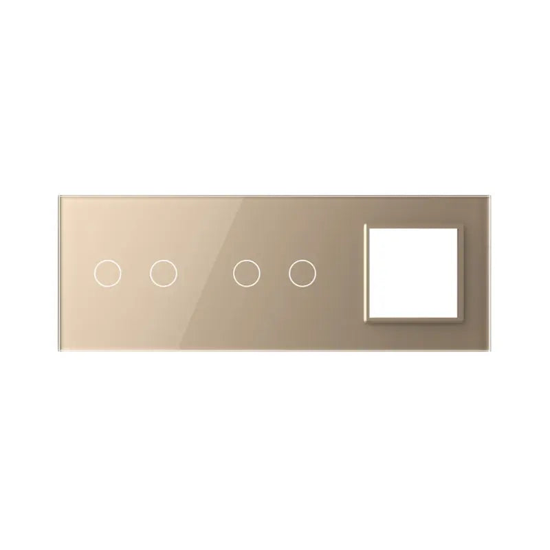Livolo glazen afdekraam in goud 2+2+SR voor twee dubbele touch schakelaars en SR module