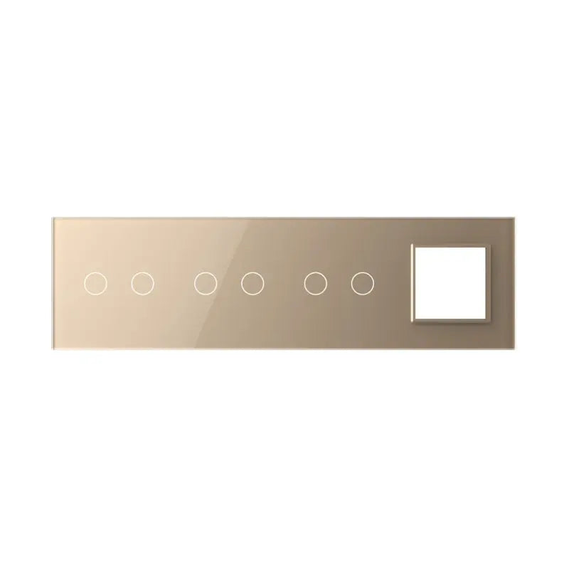 Livolo glazen afdekraam in goud 2+2+2+SR voor drie dubbele touch schakelaars en SR module