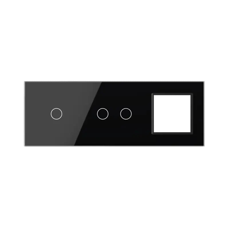 Livolo glazen afdekraam in zwart 1+2+SR voor touch schakelaars en SR module